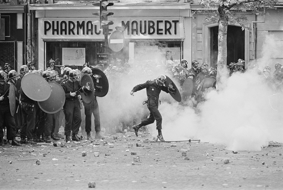 Policemen during a demonstration in Paris, France, 7th May 1968. (Photo by Reg Lancaster/Daily Express/Hulton Archive/Getty Images)